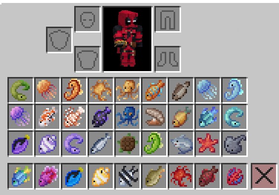 A page of the collection showing custom fish textures